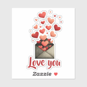 Love You Valentine Envelope Design Sticker