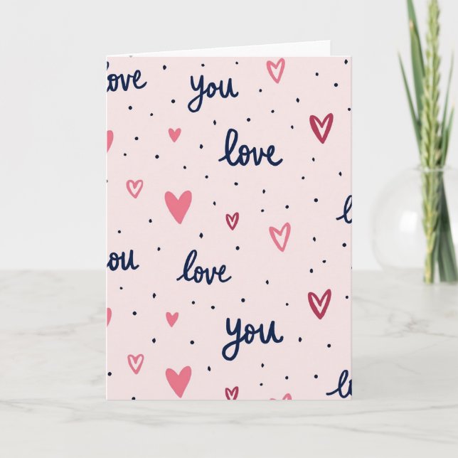 Love You Valentine Hearts Card (Front)