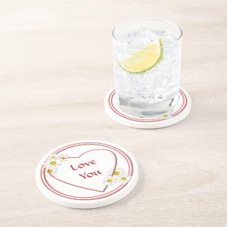 Love You  Valentine Party Daisy Coaster