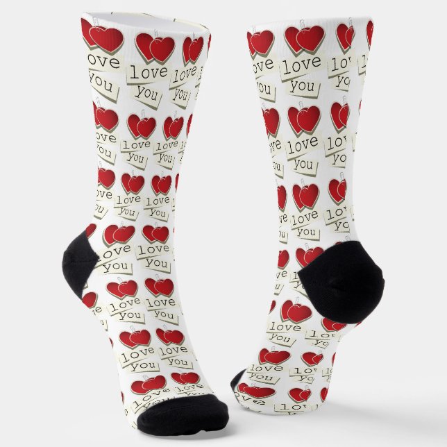 Love You Valentine Socks (Angled)