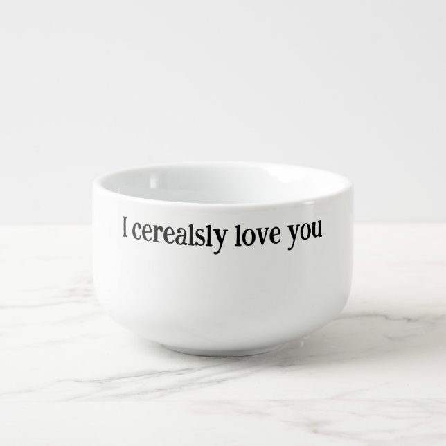 Love You Valentines Breakfast Cereal Bowl (Front)