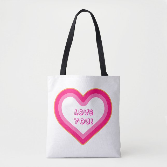 Love You Valentine's Day Cute Pink Shades Hearts  Tote Bag (Front)