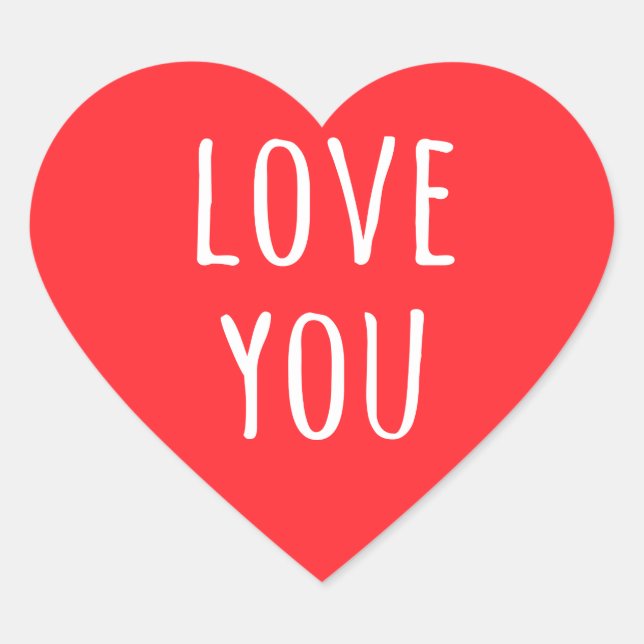 Love you Valentine's day red heart Sticker (Front)