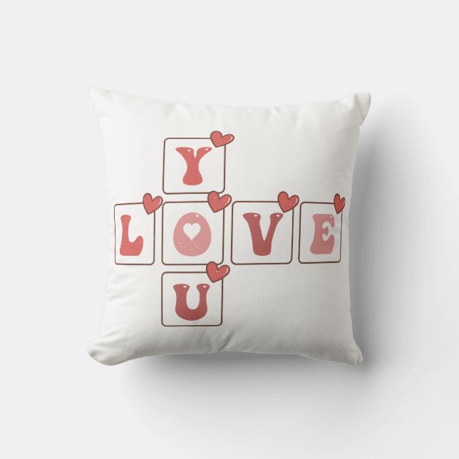 Love You Valentine's Day Throw Pillow (Front)