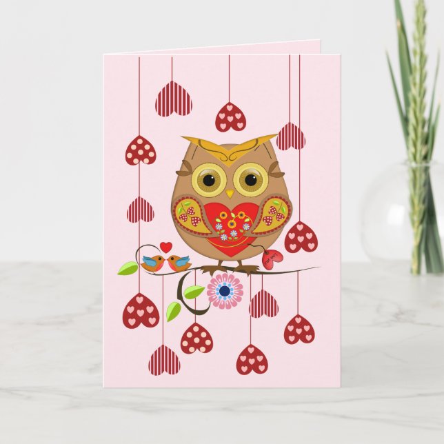 Love you Valentine's Owl Holiday Card (Front)