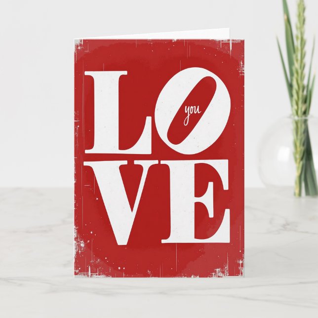 Love You Vintage Style Card (Front)