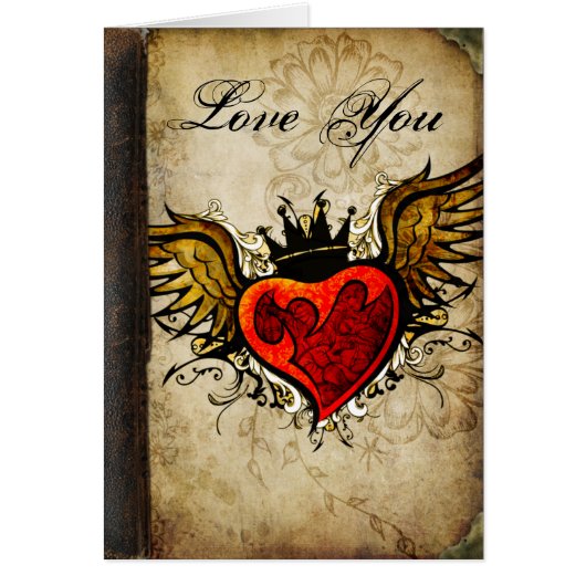 "Love You" Vintage Urban Tattoo Winged Heart (Front)
