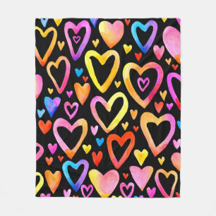 Love you. Watercolor illustration heart. Valentin Fleece Blanket