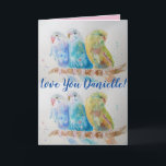 Love You Wifes Name Blue Budgies Watercolor Card<br><div class="desc">Love You Ladies/Woman's/Wifes Name Blue Budgies Watercolor Card or Thank You Card. Designed from one of my original garden watercolors,  enjoy!</div>