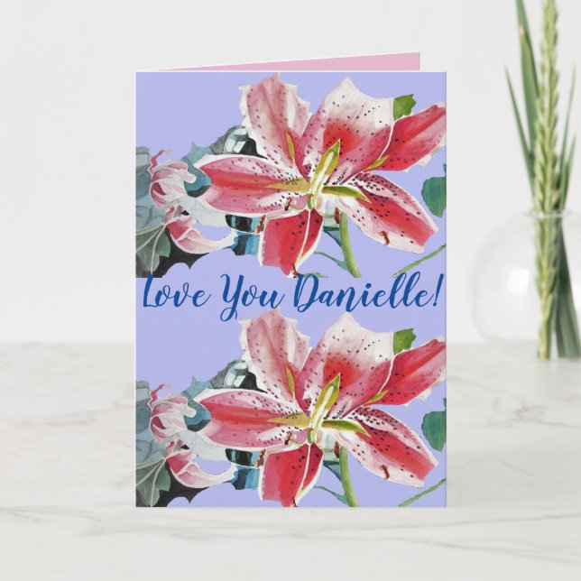Love You Wifes Name Lilac Flowers Watercolor Card (Front)