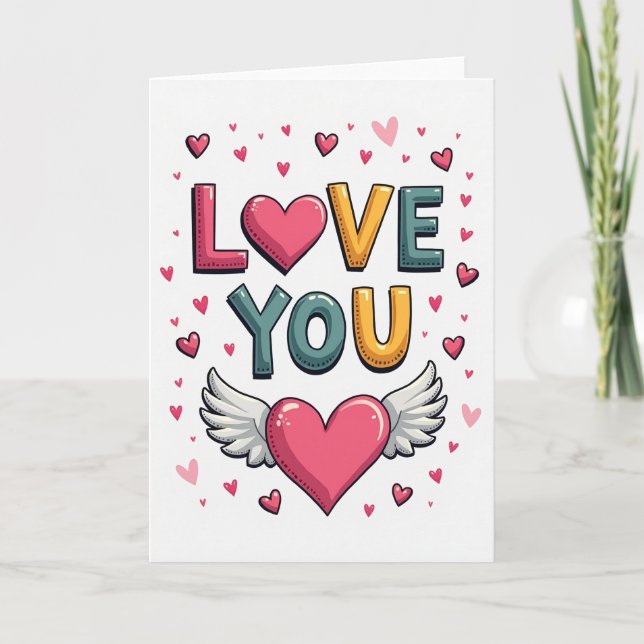 Love You Winged Heart Card (Front)