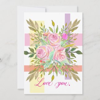 Love You with Flowers Holiday Card