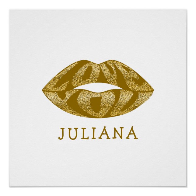 Love you with glitter letters inside lips poster (Front)