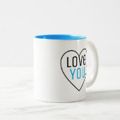 Love You With Heart Shape Two-Tone Coffee Mug (Front Right)