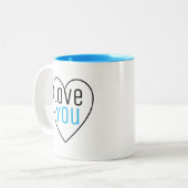 Love You With Heart Shape Two-Tone Coffee Mug (Front Left)
