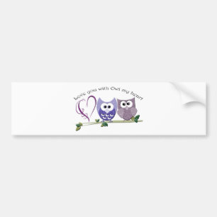 Love you with Owl my heart, cute Owls art Bumper Sticker