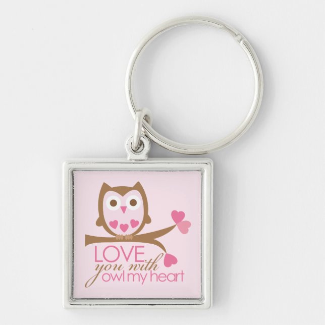 Love you with OWL my heart Keychain (Front)