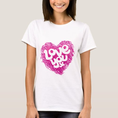 Love you x pink heart on baby doll yellow tee
