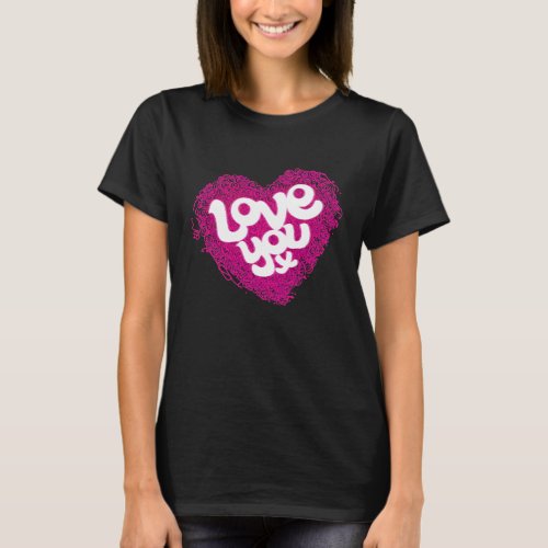 Love you x pink heart slogan t_shirt