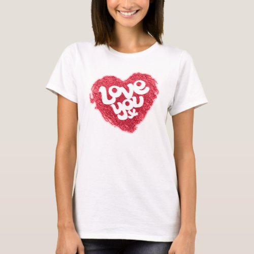 Love you x red heart ladies t_shirt top