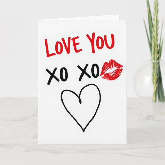 Love You Xo Xo Heart Felt Card (Front)