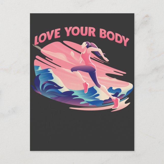 Love Your Body Positive Mind Fitness Running Postcard (Front)