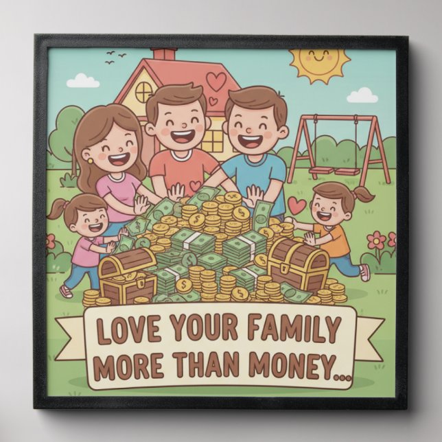 Love Your Family More Than Money Peel And Stick Photo Tile (Front Set)