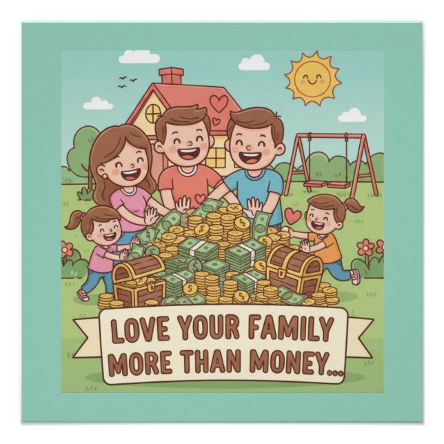 Love Your Family More Than Money Poster (Front)