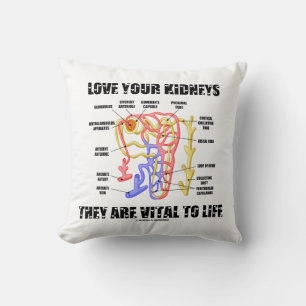 Love Your Kidneys They Are Vital To Life Nephron Throw Pillow