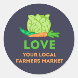 Love Your Local Farmers Market Classic Round Sticker