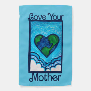 Love your mother earth day nature lovers heart     garden flag