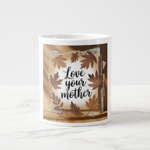 Love Your Mother Earth Fall Leaves Eco Gift Art Giant Coffee Mug