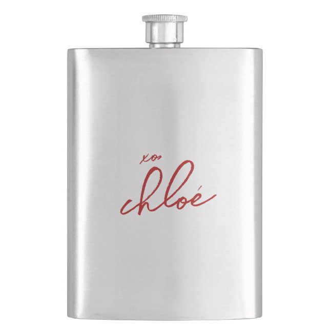Love “Your Name” Red Typography Classic Flask (Front)