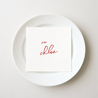 Love “Your Name” Red Typography Napkins