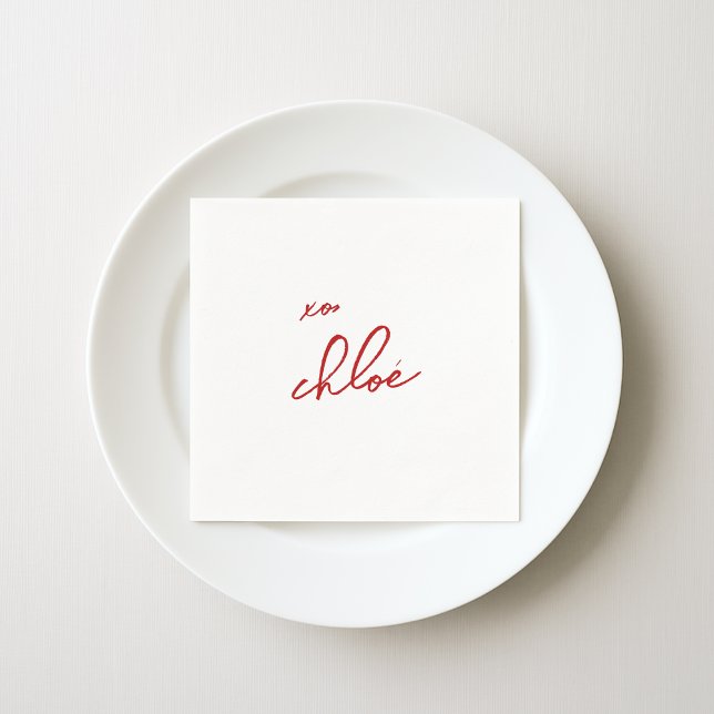 Love “Your Name” Red Typography Napkins (Creator Uploaded)