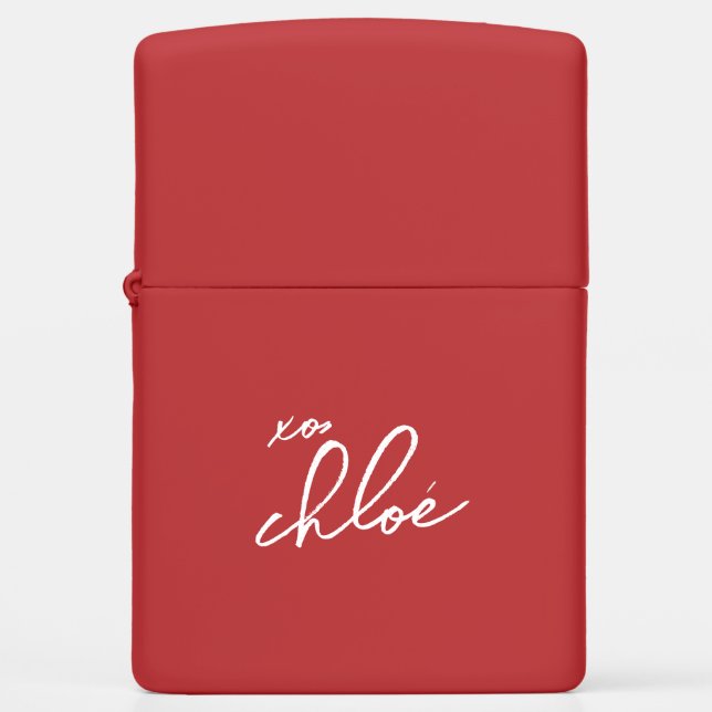 Love “Your Name” Red Typography Zippo Lighter (Front)