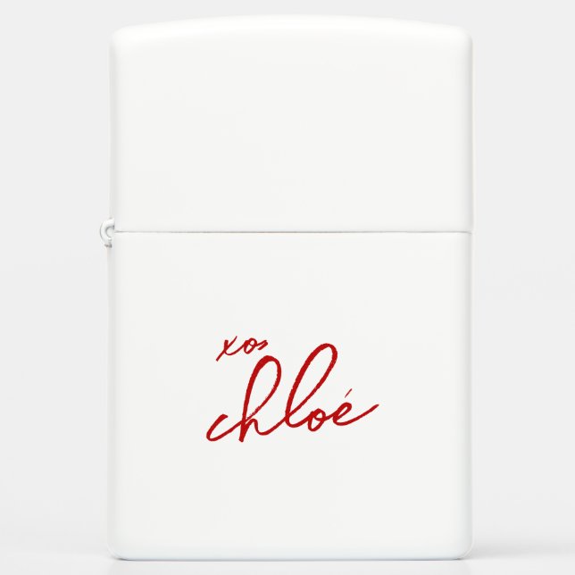 Love “Your Name” Red Typography Zippo Lighter (Front)