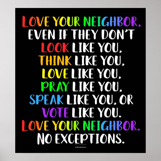 Love Your Neighbor Motivational Diverse Classroom Poster (Front)