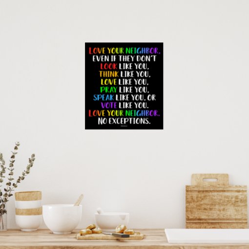 Love Your Neighbor Motivational Diverse Classroom Poster | Zazzle