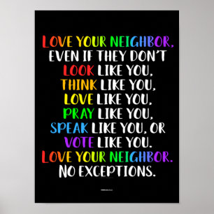 Love Your Neighbor Motivational Diverse Classroom Poster
