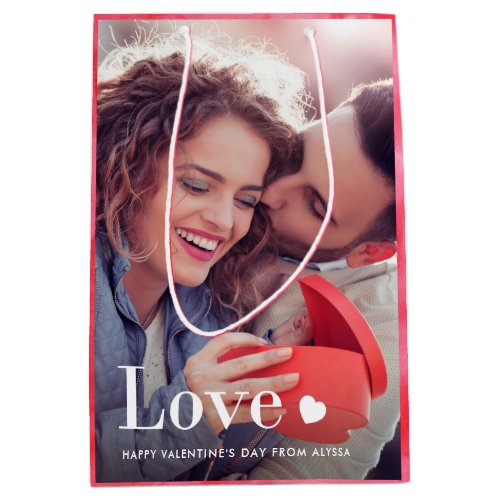 Love  Your Personal Photo and a Heart Medium Gift Bag