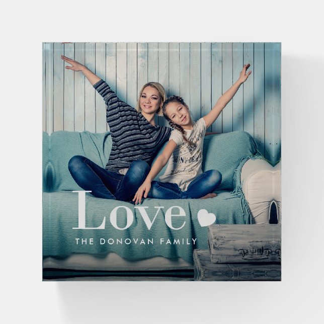 Love | Your Personal Photo and a Heart Paperweight (Front)