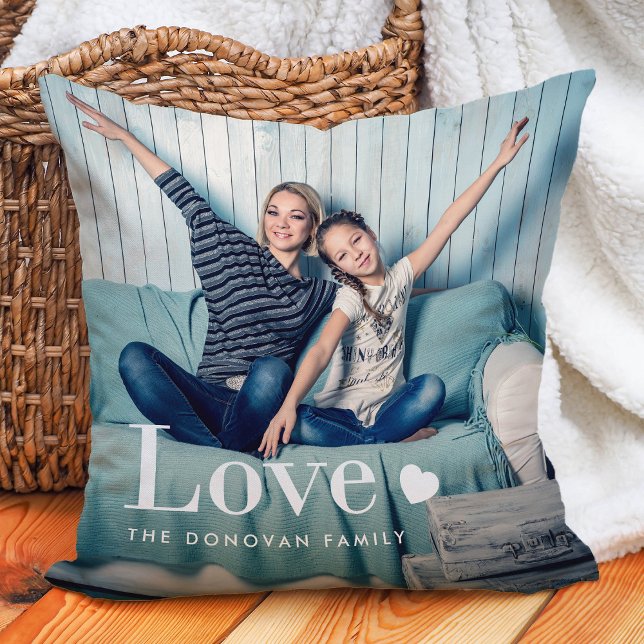 Love | Your Personal Photo and a Heart Throw Pillow (Creator Uploaded)