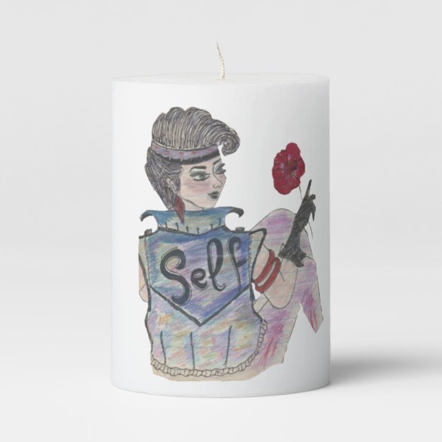 🕯️ “Love Your Self” Personalized Pillar Candle –  (Front)