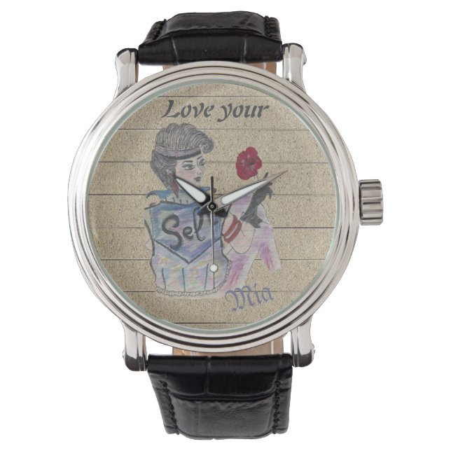 🕰️ "Love Your Self" Personalized Watch – Warrior  (Front)