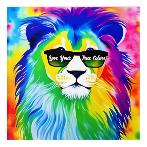 Love Your True Colors Rainbow Lion Art