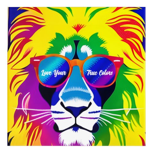 Love Your True Colors Rainbow Lion Art