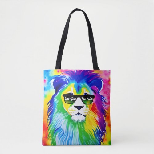 Love Your True Colors Rainbow Lion Tote Bag