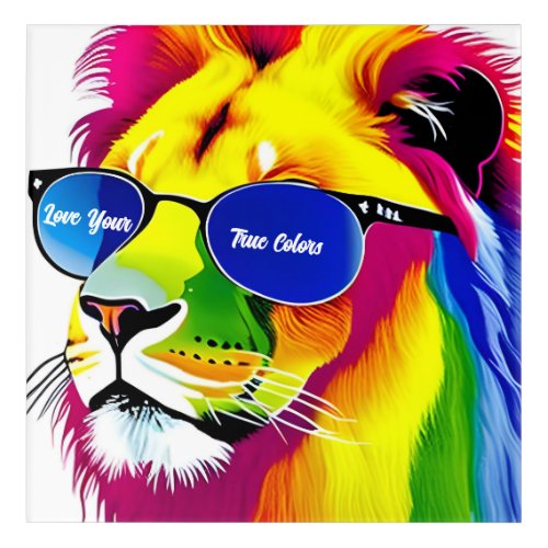 Love Your True Colors Tie Rainbow Lion Art
