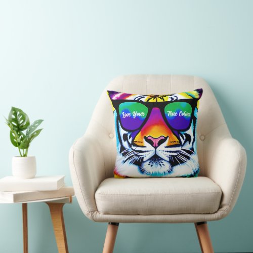 Love Your True Colors Tiger Throw Pillow